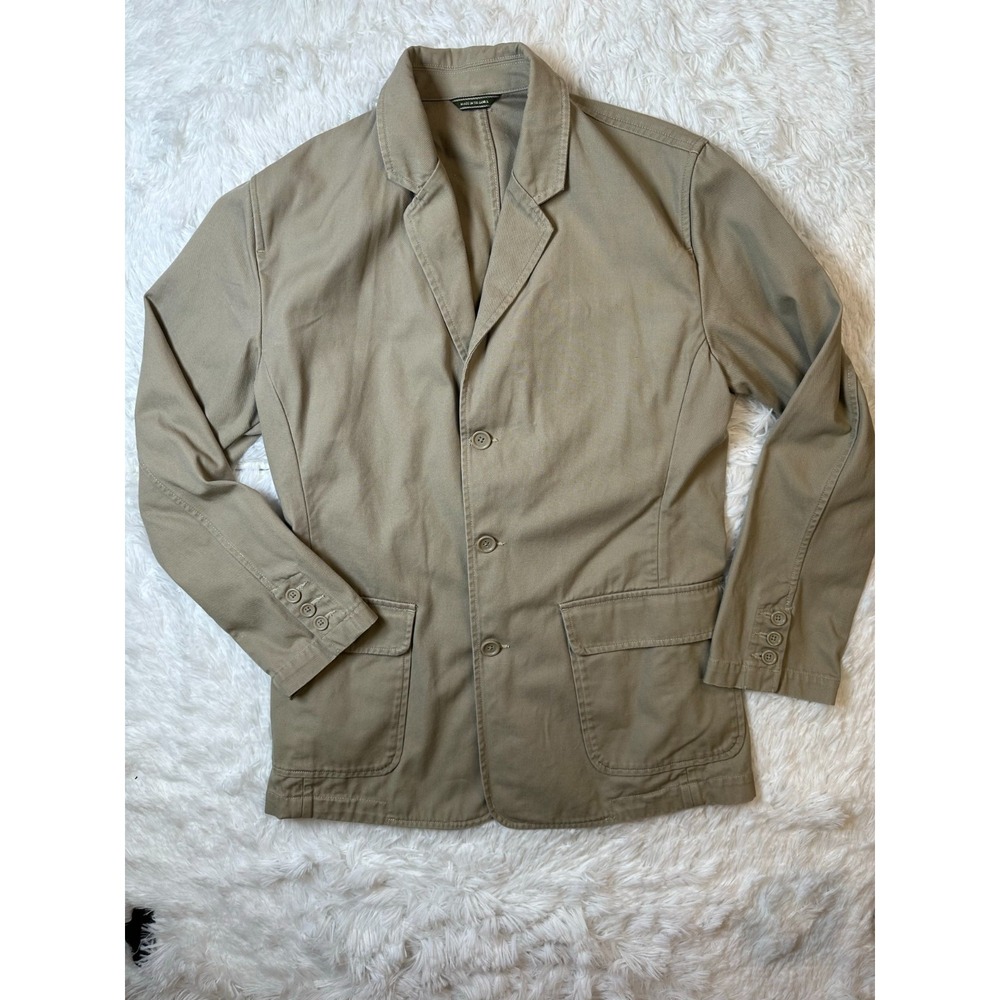 Eddie Bauer Jacket Mens Small Khaki Beige Preppy Chore Blazer Casual Coat